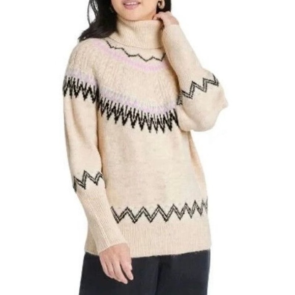 a new day Sweaters - NEW A New Day Fair isle Oatmeal Soft Fabric Sweater Size Small